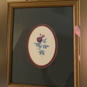 PJ Redoute Purple Rose Botanical Flower Print, Framed, Matted, 1956, Vintage